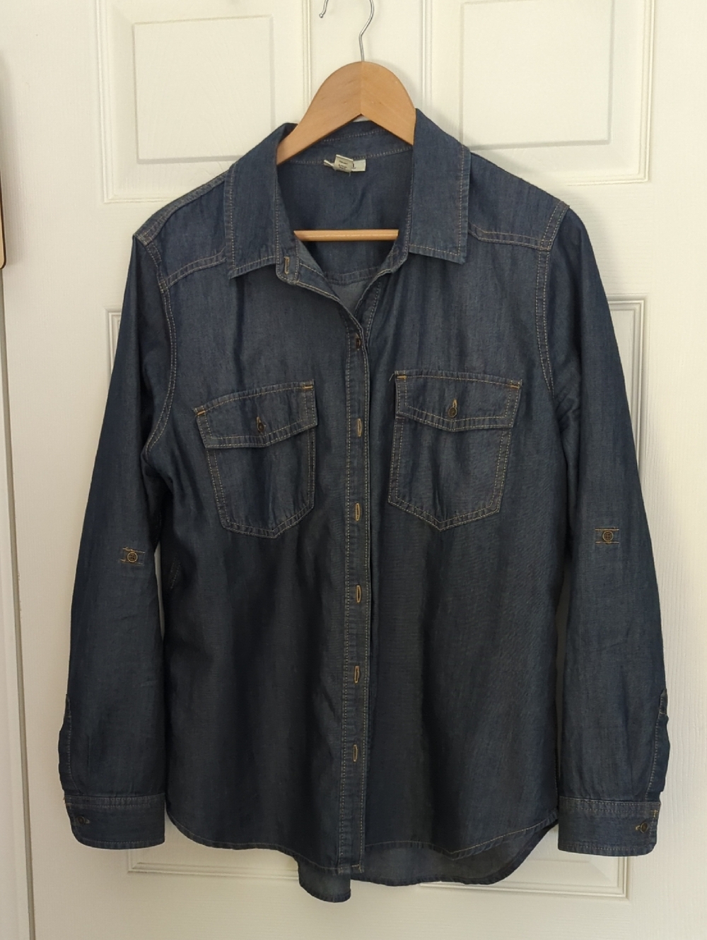 a.n.a Dark Blue Denim Shirt with Contrast Stitching